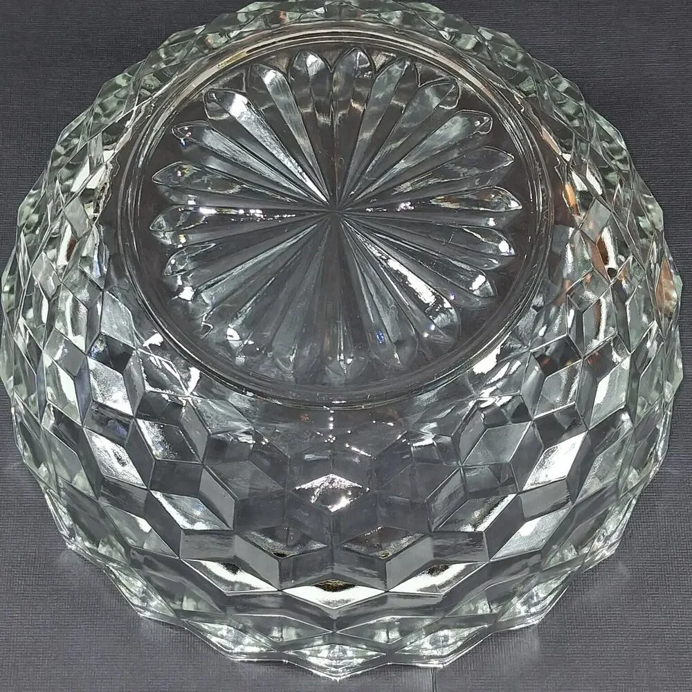 Vintage Whitehall Clear Glass Deep Salad Serving Bowl 9.25 Cubist